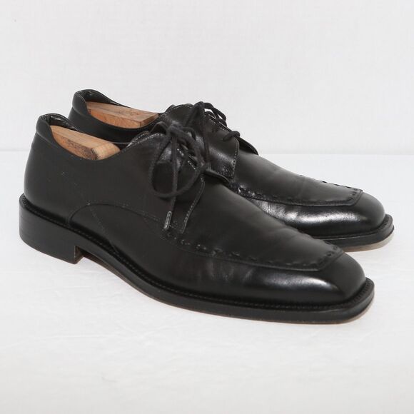 ANTONIO MAURIZI Shoes Mens 10 EU 43 Dress Black Leather Square Toe Formal Oxford main image 3